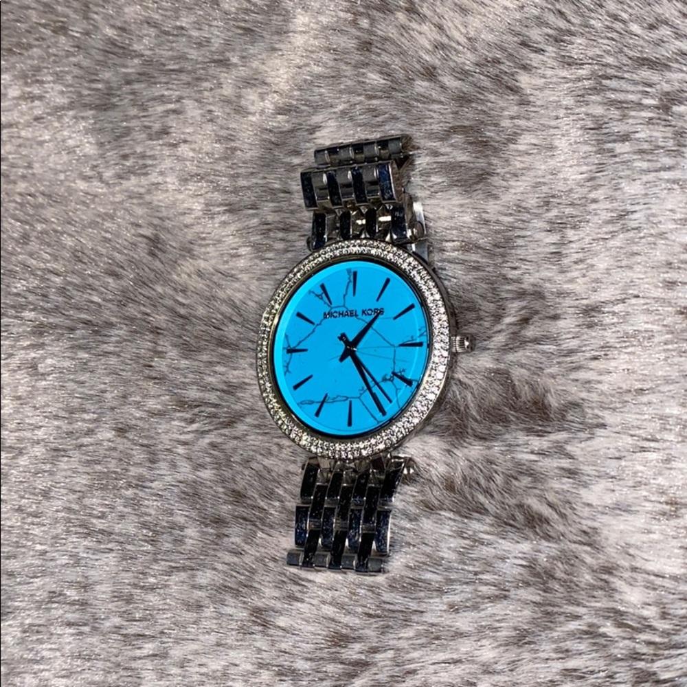 Michael Kors two tone BLUE MARBLE watch